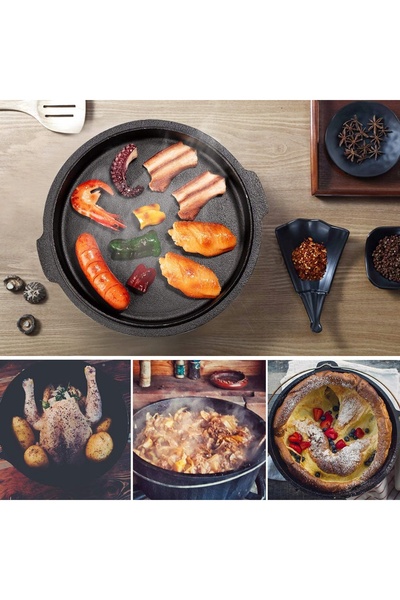 NO BRAND Overmont Dutch Oven – oală din fontă pentru gătit, mărimea L