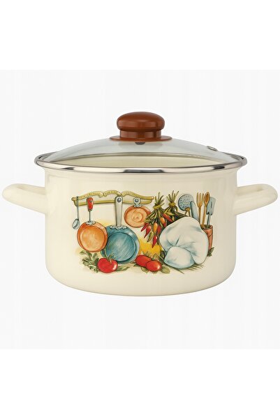 NO BRAND OALĂ EMAILATĂ CU CAPAC CHEF ENAMEL 2.8L 18CM NET-POL