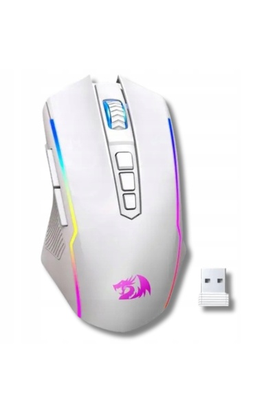 REDRAGON Mouse de gaming alb, wireless, optic, 10000dpi, RGB