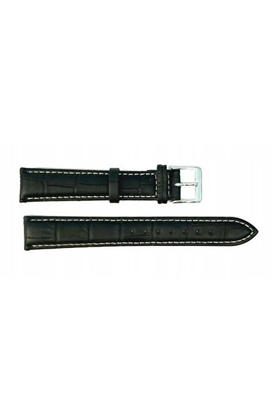 NO BRAND Curea CHERMOND 16 MM XL A160L, model crocodil, neagră, cu cusături albe