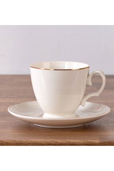 NO BRAND Ceașcă de cafea cu farfurioară mariapaula clasic ecru linie aurie 25...