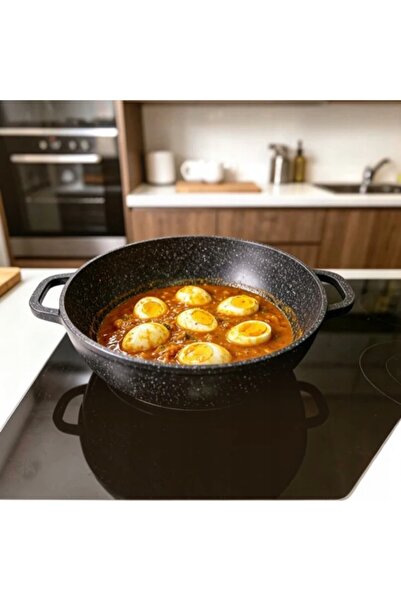 Masterpan Caserolă marmorată 28 cm / 4,5 L cu capac de sticlă, joasă