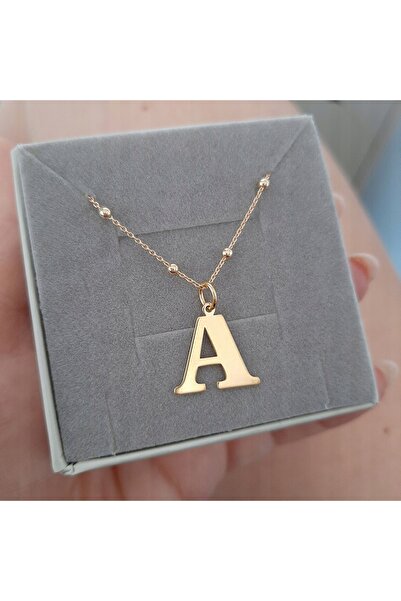 NO BRAND Colier choker auriu cu bile și litera A, 50 cm, SR