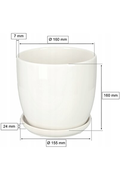 NO BRAND SET 2X Ghivece cu bază Ø16CM CERAMICE ALBE PENTRU FLORI