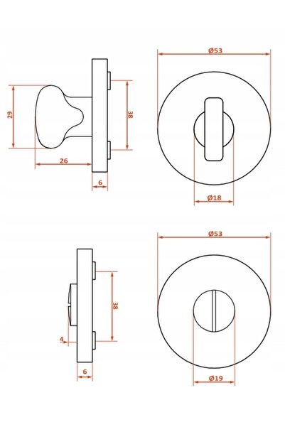 NO BRAND Kuchinox Rozeta LO4 0M3A SLIM 6mm rotund crom mat cu blocare WC
