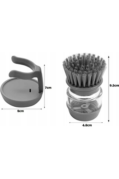 NO BRAND Perie pentru spălat vase cu dozator de detergent, set de 3 bucăți, gri