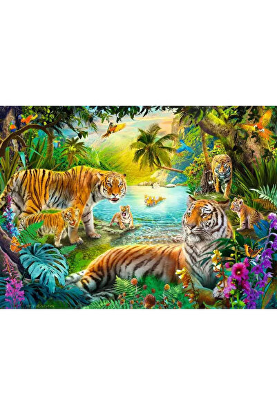 RAVENSBURGER Puzzle 2D: Familia de tigri 500 piese