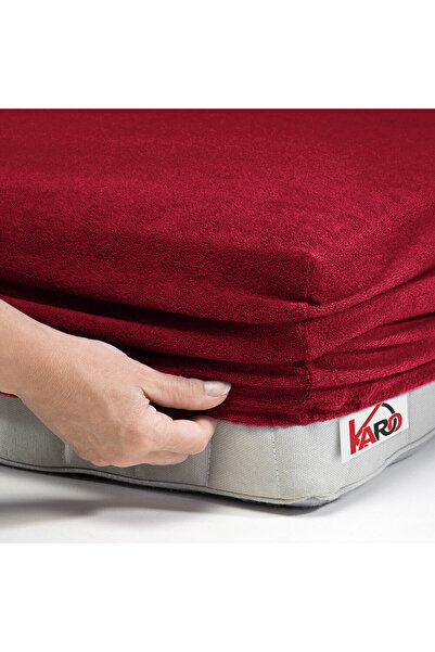 NO BRAND Cearșaf de pat din frotir cu elastic 120x200 bordo 026 grosime 200g/...