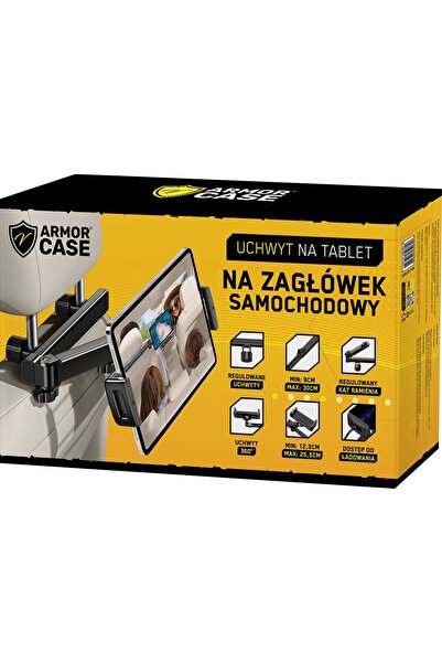 NO BRAND Suport auto negru pentru tetieră, pentru tabletă și telefon - ArmorCase