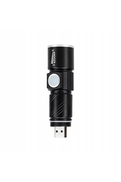NO BRAND Lanternă de mână LED 3W reîncărcabilă, din aluminiu, cu zoom, USB, R...