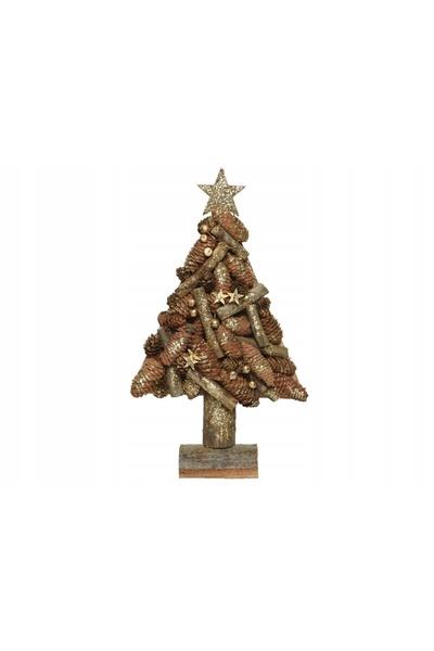 NO BRAND Ornament figurină din lemn pentru bradul de Crăciun, cu conuri de br...