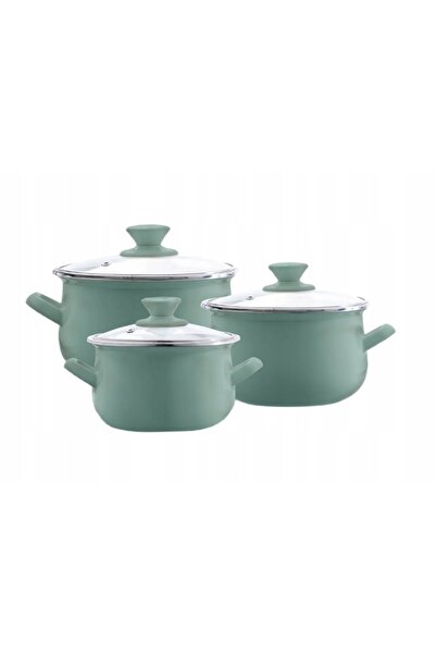 NO BRAND Set de oale emailate, 6 piese, model „Salvia”, Emalia Olkusz