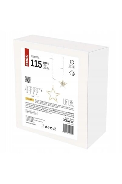 NO BRAND Decorațiuni: perdea cu 115 steluțe LED, 185x105 cm, alb cald, IP44, ...