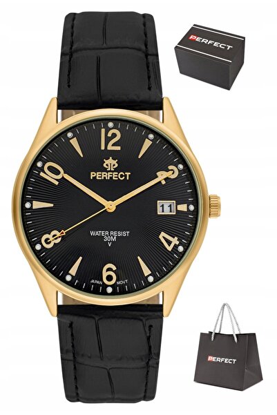 PERFECT Ceas bărbătesc clasic cu brățară aurie, ușor de citit, C141T-05 42 mm