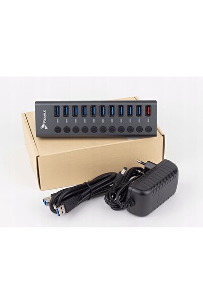 NO BRAND Reagle HUB USB 3.1 PRO activ, cu 10 porturi USB-A și sursă de alimen...