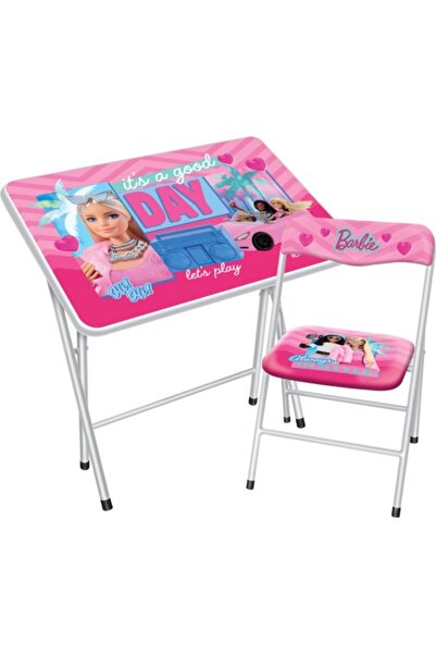 mattel طقم طاولة وكرسي قابل للطي من باربي للفتيات
