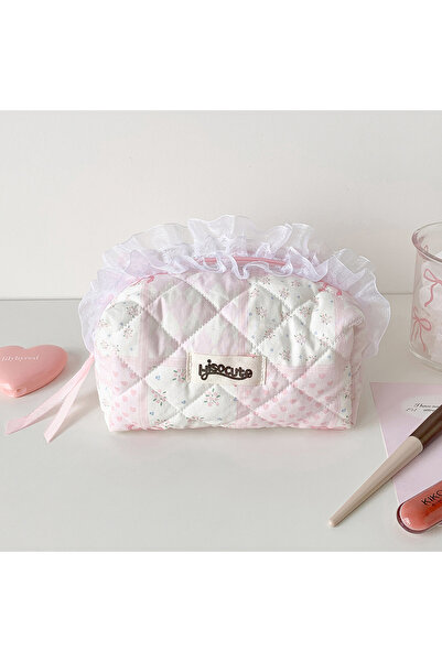 Choice1 fen Fashion Simple Lace Quilted Makeup Bag Cute Girl Portable Skincar...
