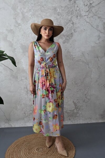 ELBEE Blue Floral Patterned Summer Dress