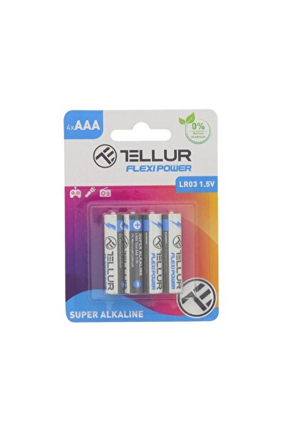 TELLUR Флекси Пауър Супер Алкални AAA LR03 1.5V Батерии, Комплект от 4 броя