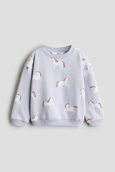H&M Baskı Motifli ve İçi Tüylü Sweatshirt