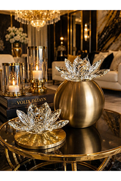 voliX Dizayn Eskitme Kristal Lotus süs – Şık Dekoratif Ev Aksesuarı Salon Kon...