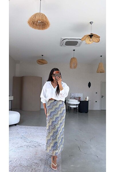 Buket Teke Yellow Patterned Lined Tulle Skirt
