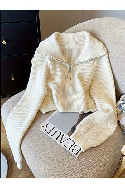 Elysira Women's Turn-Down Collar Thessaloniki Knit Italian Sleeve Zipper Over...