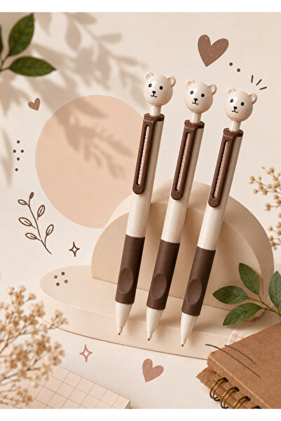 YEŞİL KIRTASİYE Cute Brown Teddy Bear 2.0mm Tip Pen 1 Piece