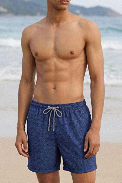 Aytuğ&Mısırlı Egyptian Men's Patterned Swim Shorts Navy Blue