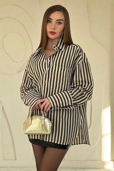 Generic Brand Khaki Striped Oversize Shirt