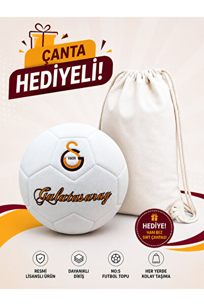 Galatasaray 2026 Beyaz Futbol Topu No:5 – Ham Bez Sırt Çantası