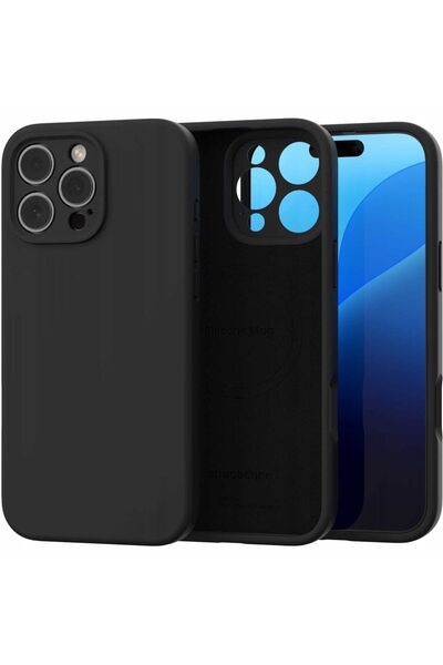 spacecase Θήκη iPhone 16 Pro Max Silicone Mag Case Σιλικόνης με MagSafe - Black