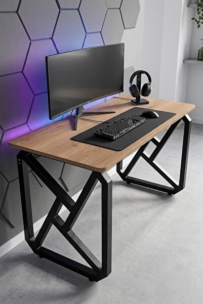 Hagen 120x60 cm Oyuncu Masası Gaming Masa Metal Geometrik Ayaklı Geniş Bilgis...