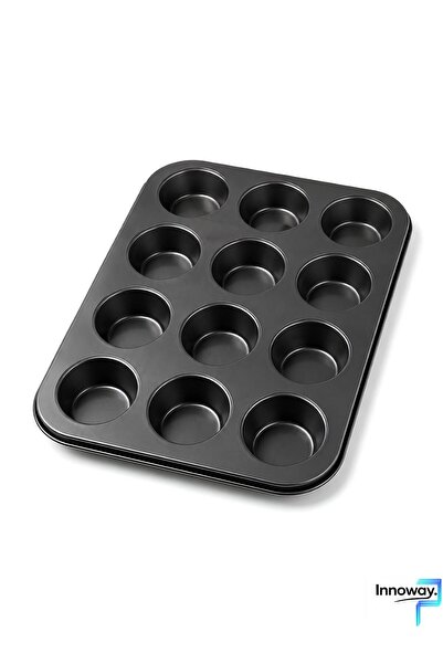 innoway 12’li Muffin Kek Kalıbı - Yapışmaz Metal Cupcake Topkek Fırın Pişirme...