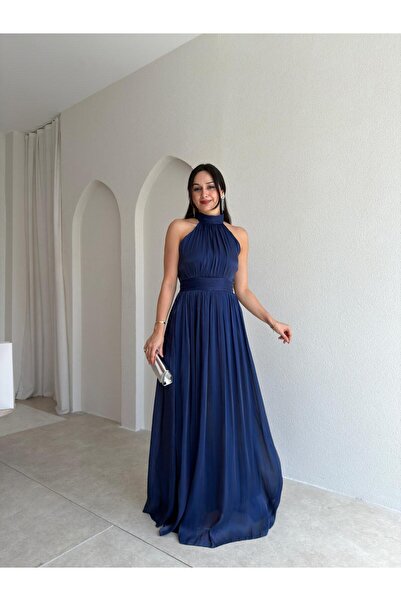 Mooi Butik GRADYAN Maxi Elbise 6539 - Lacivert