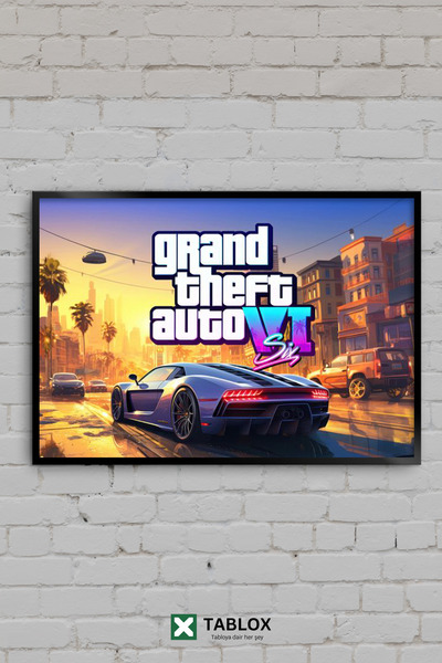TABLOX GTA 6 Grand Theft Auto VI Game Sports Car City Tablou decorativ MDF în...