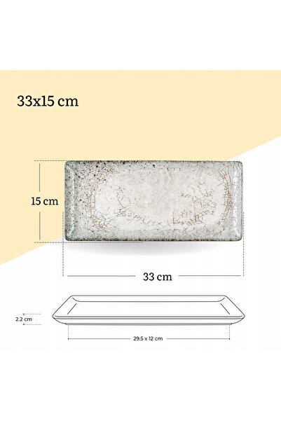 NO BRAND Tavă dreptunghiulară din porțelan gri plată Wilmax 33 x 15 cm