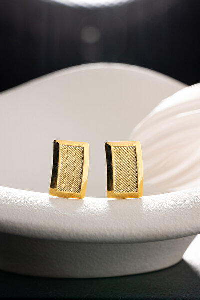 Silvano Jewelry 925 Ayar Gümüş Altın Kaplama Hasır Küpe