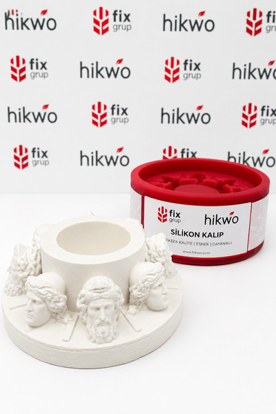 Hikwo Zeus Başlı Dekoratif Mumluk - Masaüstü Şömine Silikon Kalıbı - Taş Tozu...