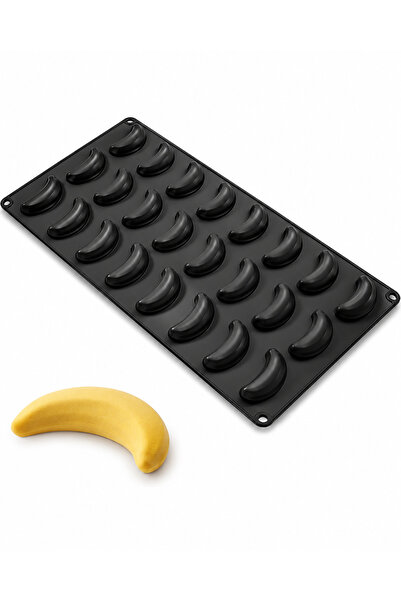 pratikpastacılık Silikon Mini Muz Şekilli Mousse, Pasta, Çikolata ve Tatlı Kalıbı – 24 lü