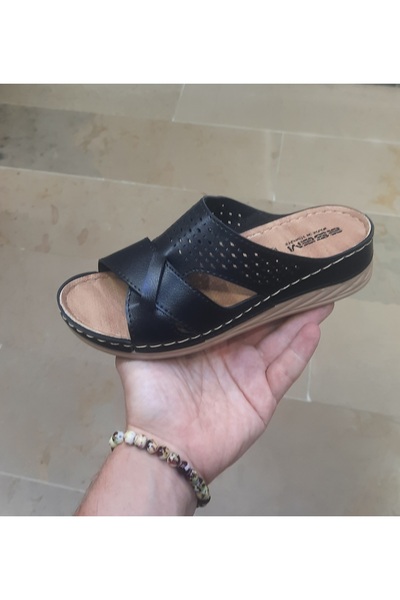 Esem Kadın Ortopedik 5 cm Dolgu Topuk Komple Dikişli Günlük,Rahat Sokak Terliği