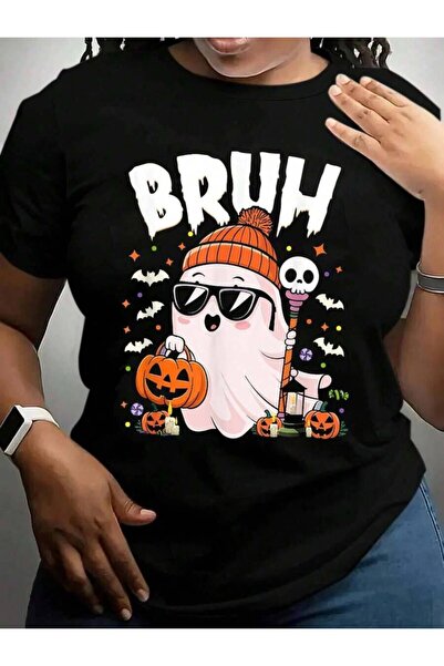 k222 Bruh Cute Ghost Trick Or Treat Costume Boy Girl Halloween Black Graphic ...