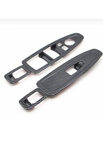 ŞENYILDIZ AKSESUAR BMW 3ve5 Serisi F10 F30 F32 F34 F36 F18 2011-2017 Cam Düğmesi Paneli Karbon Seti 4 Parça