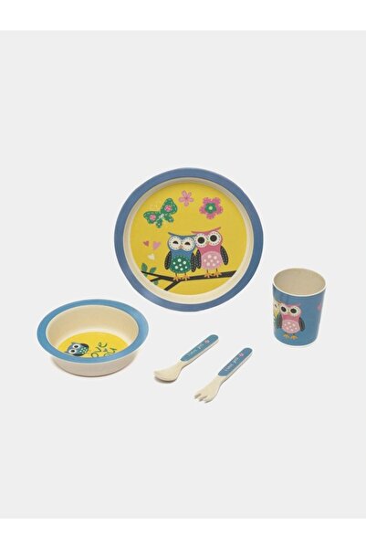 Generic Brand Kids Dinner Set 5 pcs Carton Tableware Dish Children Bamboo Fib...