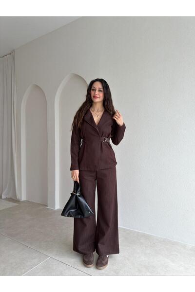 Klex Kemer Detaylı Blazer Ceket Pantolon Takım 6066