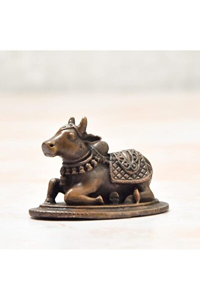 Generic Brand 1.25 inches, Copper Handmade Nandi Idol, 60 Grams, Patina Antiq...