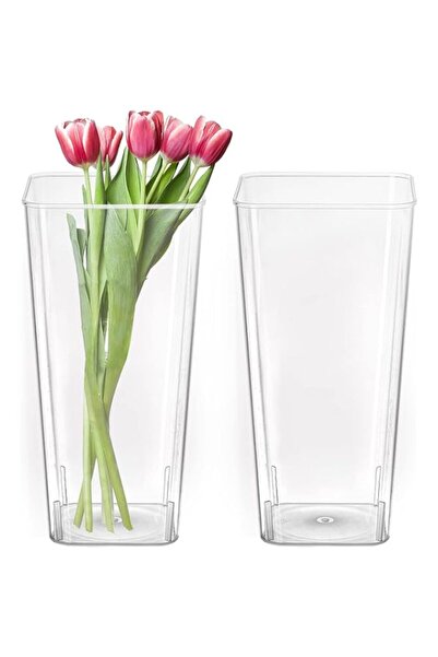 Generic 2 Pack Flower Vase Acrylic Vase,Break Resistant Tall Rectangle Vase,C...