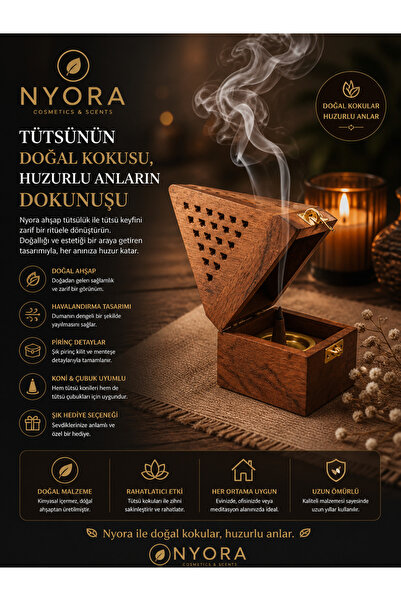 Hem NYORA Ahşap Konik Yakma Kutusu Küçük