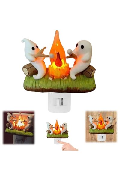 Generic Brand Campfire Night Light, 3D LED Flickering Flame Effect Faux Campf...