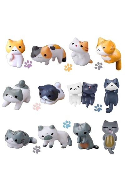 Generic 12Pcs Cute Miniature Cats Landscape, Lovely Cats Figurines, Fairy Hom...